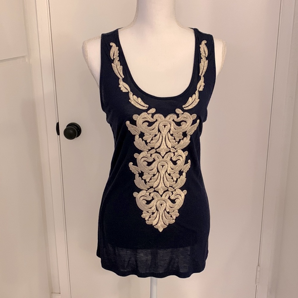 Inc Navy Blue embroidered Tank Size M